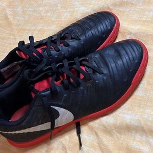 Nike Black and Red Athletic Shoes with Bold Design